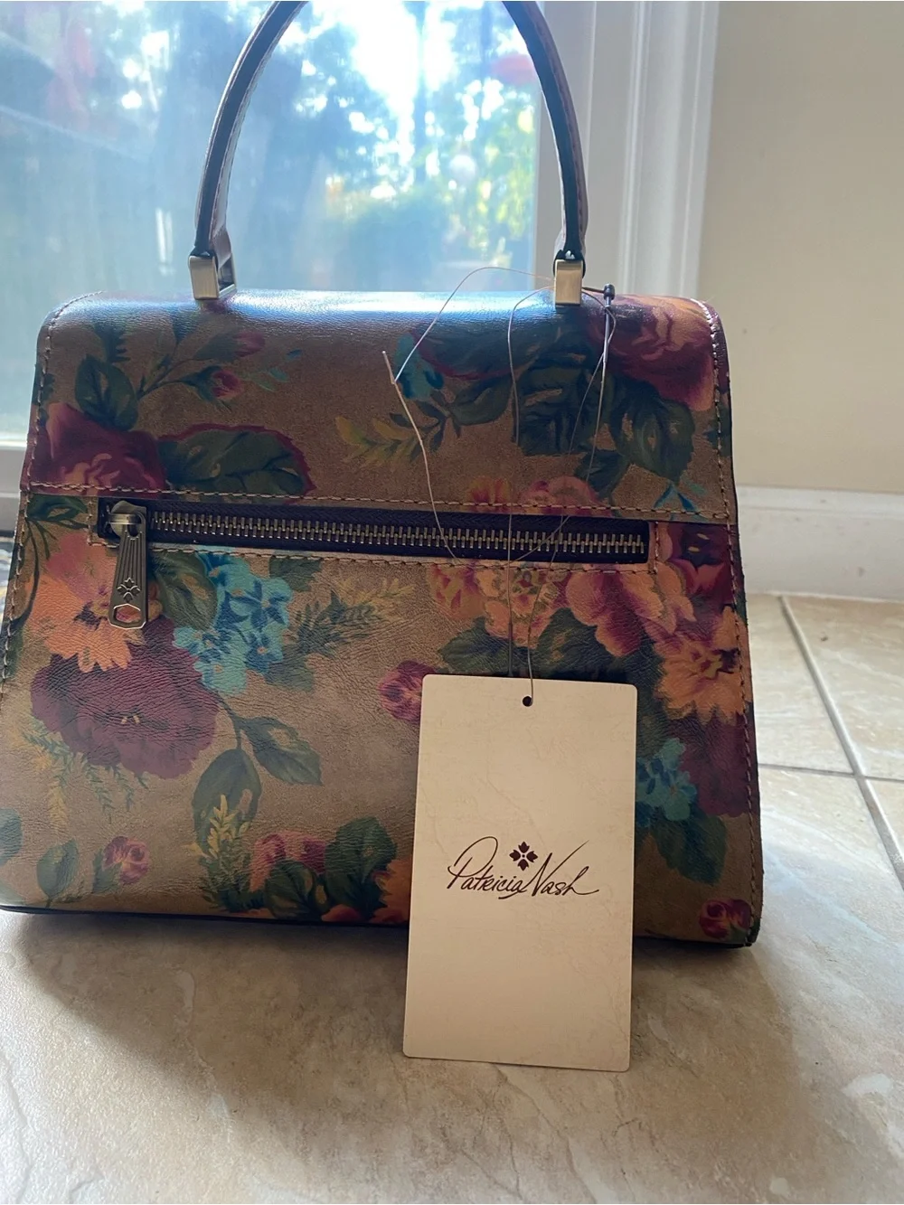 Patricia Nash Floral Top-Handle Satchel - Brown, Burgundy, Green, Blue